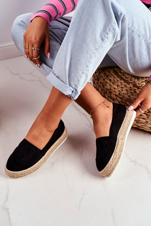 Women's Espadrilles Thick Sole Linen Black Febi