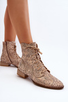 Leather Patterned Flat Heel Ankle Boots Maciejka 06391-04