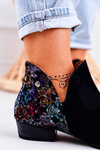Women's Leather Boots Maciejka Black With Flowers 04091-57