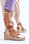 Leather Espadrilles Wedge Sandals gold Cammer 