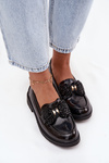 Patent Leather Women's Loafers with Bow S.Barski HY52-319A Black
