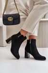 Warm Eco Suede Women's Ankle Boots With Heel Zipper Black Erillia
