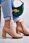 suede boots on a post with a decoration Beige Erine