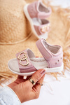 Leather Children's Sandals With Velcro Pink Catia