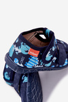 Slippers Milami Children With Velcro In Dinosaur Print Navy Blue Reathiana