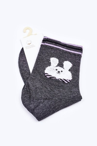 Women's Cotton Socks With Rabbit COSAS Dark Grey