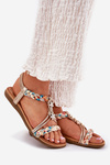 Ladies Flat Sandals With Woven Straps And Charms Artiker 54C1323 Gold