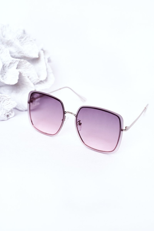 Silver Square Sunglasses Grey-Pink Ombre