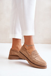 Classic Women's Moccasins Made Of Eco Suede Beige Belania