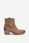 Suede Insulated Ankle Boots On Heel Beige Zazoo 60477