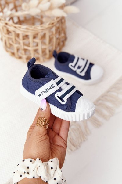 Children's Sneakers With Velcro Navy Blue News