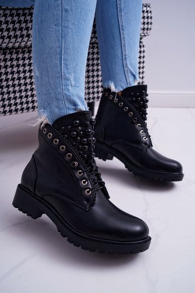 Women's Boots With Pearls Warm Black Memer