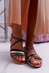 Women's Flat Sandals Snake Skin Black Dahira