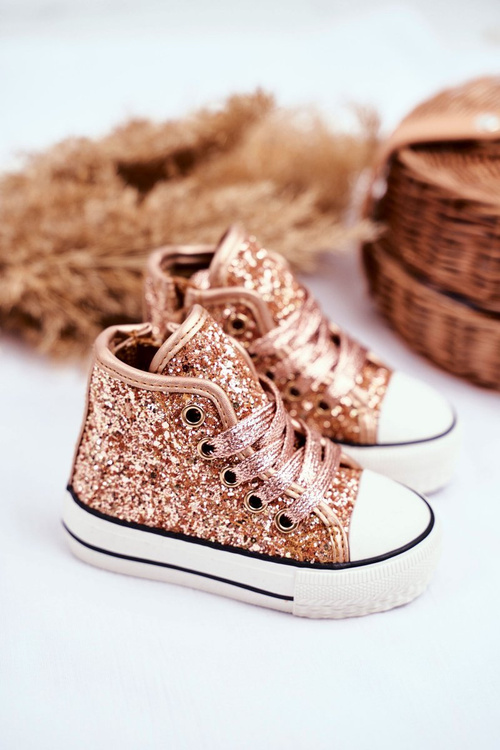 Children's Sneakers With Glitter Gold Ally