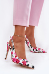 Embellished High Heels Sandals With Roses White Vevessa