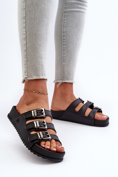 Klapki Damskie Gumowe Czarne ZAXY JJ285058