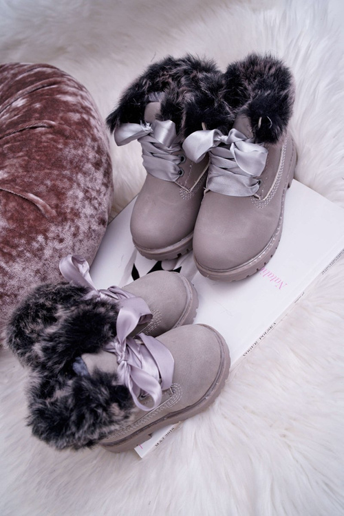 Children's Boots Trapper Boots Warmed With Fur Grey Tesoro