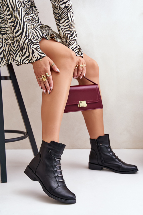 Warm Women's Boots on Flat Heel Black Labise