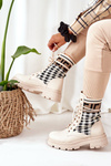 Elastic Fabric Boots Beige Love Story