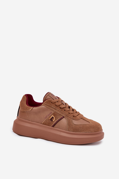 Women Leather Sneakers On Platform Daniel Lopez Just Dare SS2D4005 Brown
