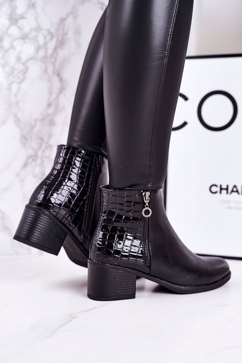 Women’s Insulated Boots On A Heel Animal Print Black Confidence