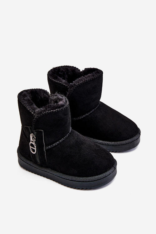 Children's Slip-On Insulated Snow Boots Black Catellie