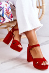 Suede Heeled Sandals Red Semilla