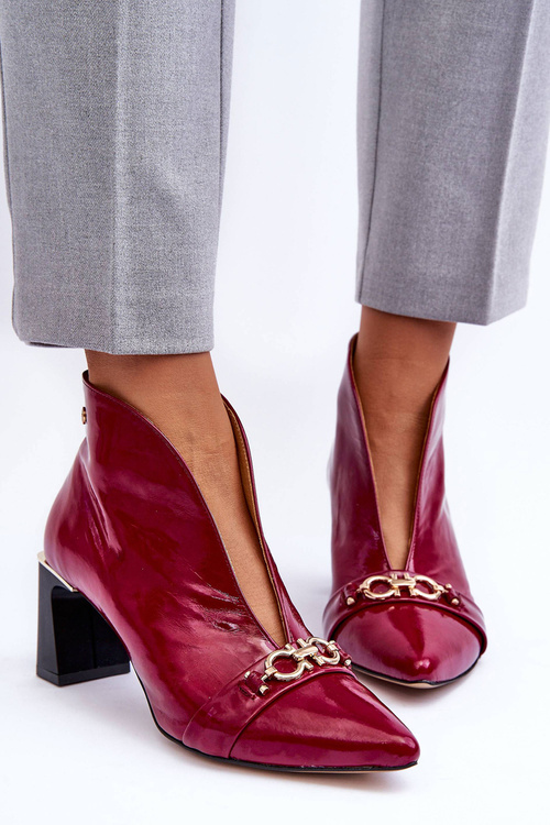 Botki Skórzane Na Słupku Maciejka 05262-15 Fuksja