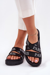 Women's sandals with fabric straps Paris on platform black Celinea