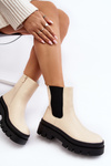 Leather Boots Workery Beige Loretta