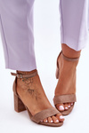 Suede High Heel Sandals Dark beige Madame