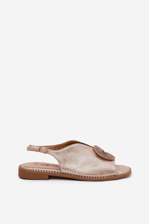 Shimmering Women's Sandals With Decorative Detail S.Barski KV51-012 Rose Gold