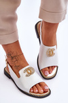Women's Sandals With Decoration S.Barski KV-2775-49 Silver