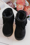 Children's Fur-Lined Snow Boots with Decorative Fringes Black Nimia