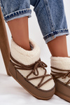 Women's Snow Boots With Sheepskin Lining Lace-up Dark Beige Belira