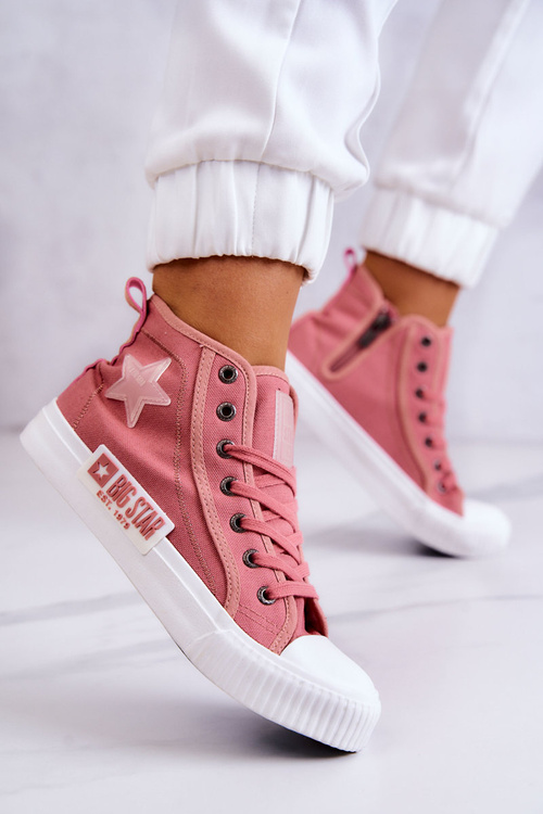 Trampki Damskie Klasyczne Wysokie Różowe Big Star JJ274382