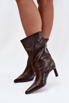 Slip On Women's Ankle Boots On Heel Made Of Eco Leather Chocolate Norell