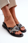 Women's Wedge Sandals with Embellishment Black Asysa