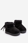 Children's Furry Fringed Snow Boots Black Mikyla