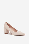 Women's Pumps with Pointed Toes on Block Heel Beige Pavira