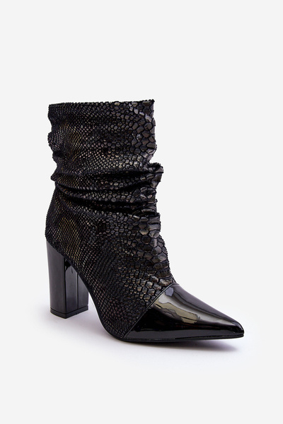 Snake-Patterned Boots with Heel Black Casima