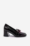 Black Patent Leather Pumps with Chain Paliotte