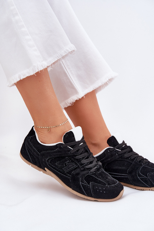 Women's Sports Shoes Made Of Eco Suede Black Dorella