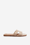 Women's Flat Slippers with Cutouts Beige Fiviama