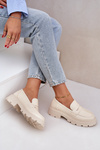 Ladies Moccasins Made Of Eco Leather Light Beige Sendall