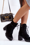 Suede Women's Boots On High Heel Black Rea