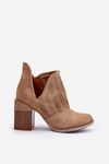 Women's Beige Openwork Ankle Boots with Stiletto Heels Niartima