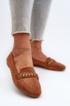 Mokasyny Damskie Z Łańcuchem Błyszczące Camel Aredilla 9988-73