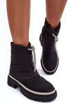 Flat Heel Decorated Snow Boots Black Plotia 