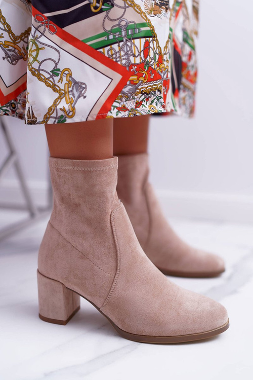 Women's Heeled Spring Boots Sergio Leone Slip-on Beige LikeStar